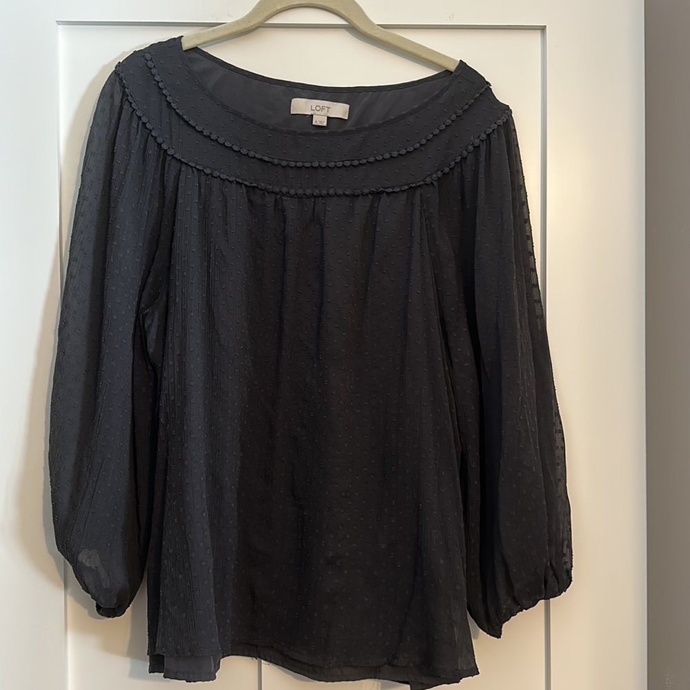 Loft 3/4 bell sleeve charcoal gray blouse. Size XL.